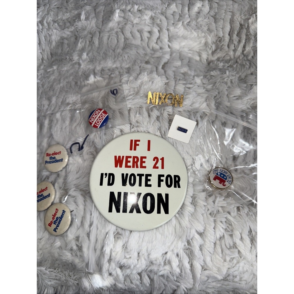 Richard Nixon campaign pin button political lot x8. 4520. Pens, brooch, Ti tac